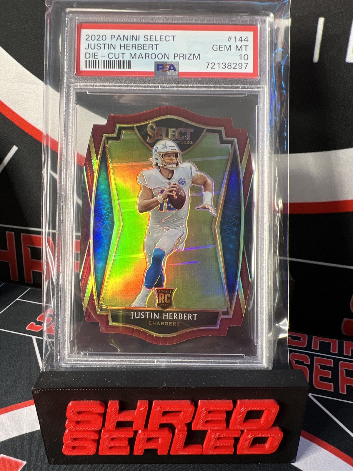 2020 Select Justin Herbert Die Cut Maroon Prizm Rookie Card RC #144 PSA 10