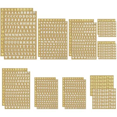 18 Sheets Small Letter Stickers Mini Numbers Stickers Letter Gold, Silver