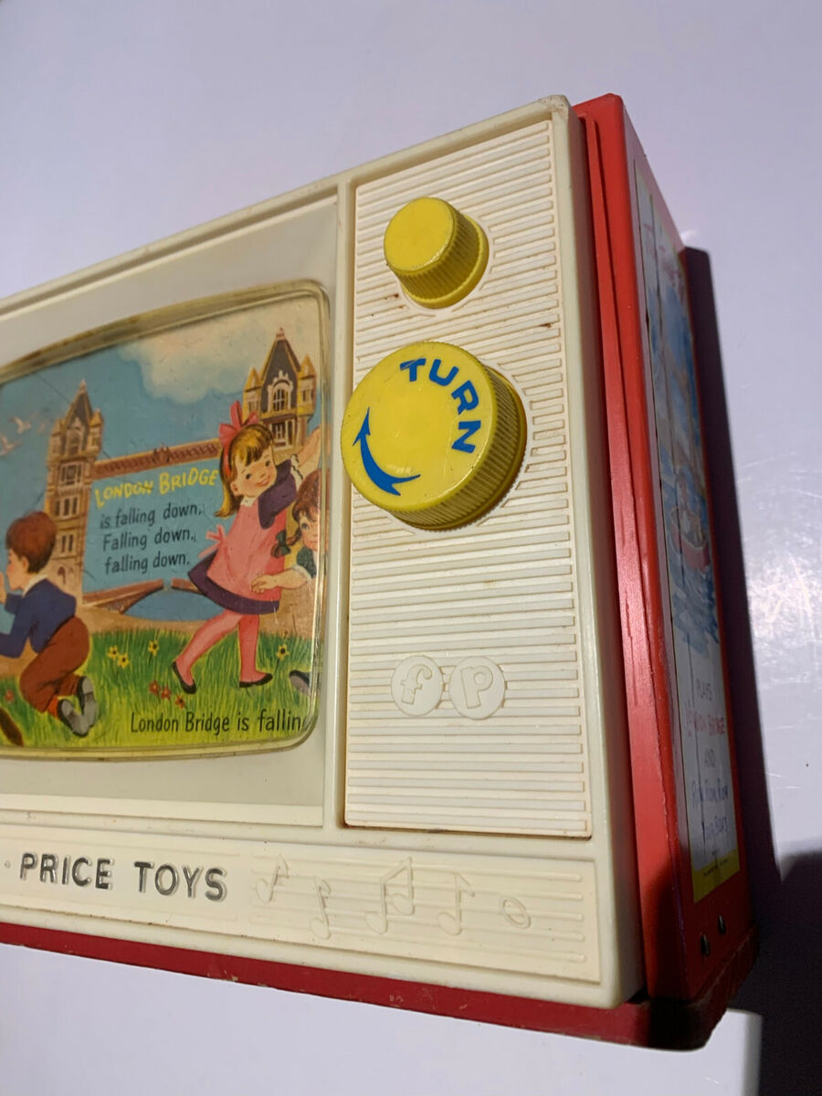 1966 Vintage Fisher Price Two Tune Giant Screen Music Box TV WORKS