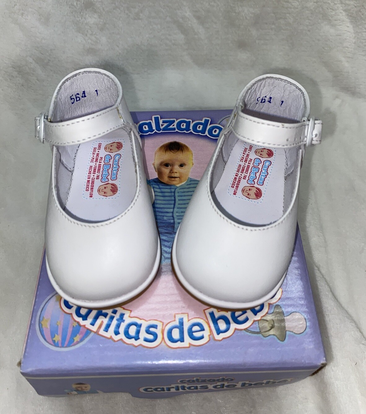 - Size 1 - Made In Mexico - Caritas De Beb&eacute; Brand - White Shoes Girl