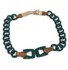 Vintage Prada Green Resin Chain Link Expandable Belt Signed