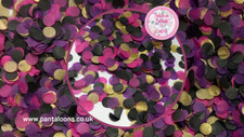Tejido de boda biodegradable confeti - negro, rosa fucsia, púrpura oscuro, dorado