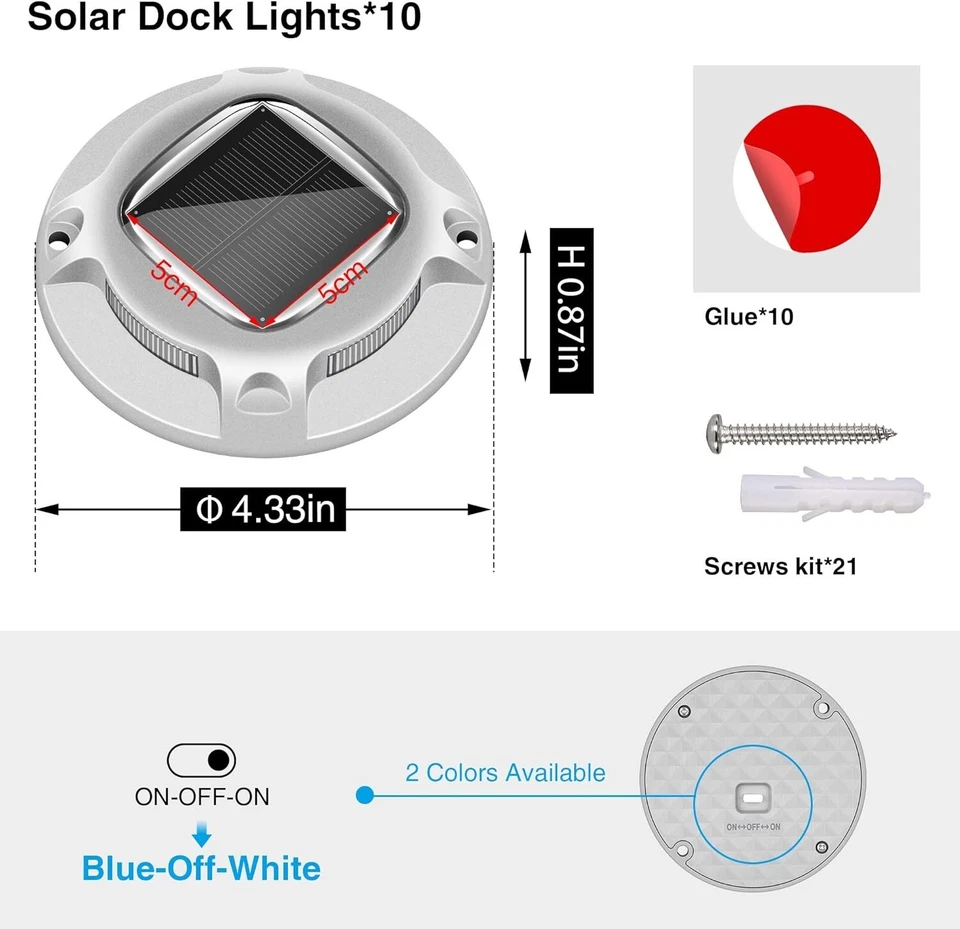 8Pack Led Multicolor Solar Deck Lights Outdoor Dock Driveway Lights for Sidewalk - Image 4 of 4