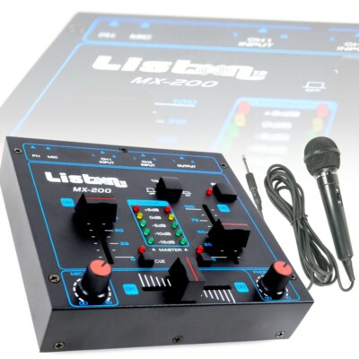 2-Kanal DJ Mischpult Crossfading Talkover Funktion MX-200 inklusive Big Light