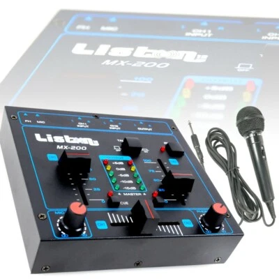 2-Kanal Dj Table de Mixage Crossfading Talkover Fonction MX-200 Inclus Big Léger - Photo 1/4