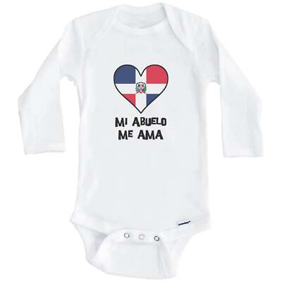 My Grandpa Loves Me Spanish Language Dominican Republic Flag Heart Baby Bodysuit