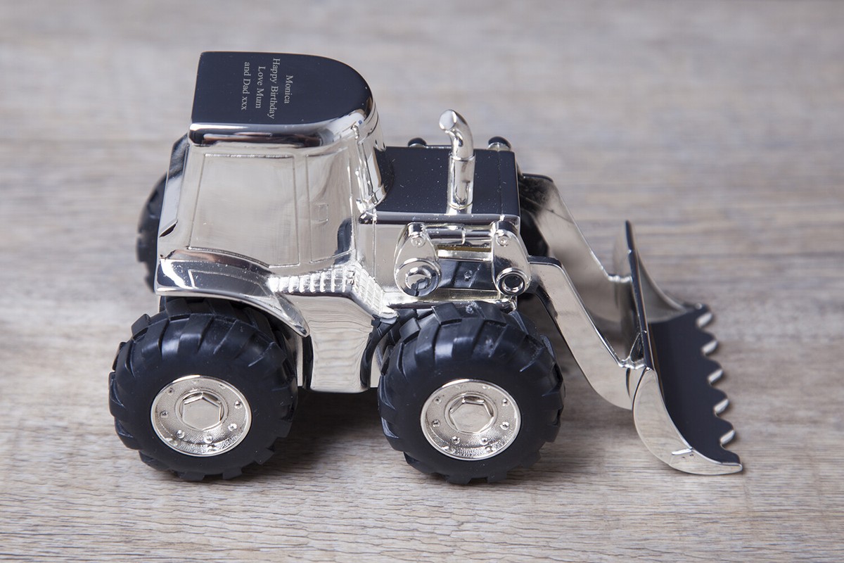 Personalised Silver Digger Truck Money Box For Boys Christening New Baby  Gifts
