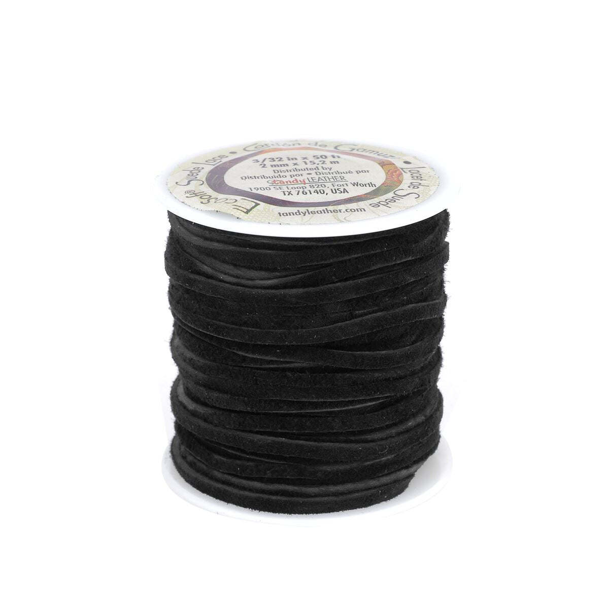 Lacet en croûte de cuir noir de 15m Tandy Leather pour atelier de loisirs créatifs