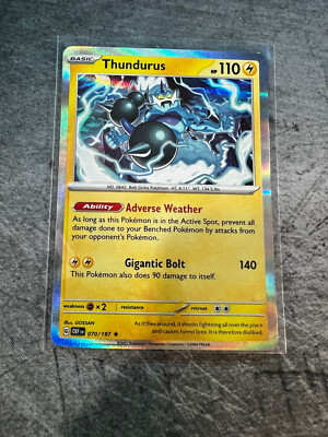 Thundurus 070/197 Sv03: Obsidian Flames Holo! Near Mint! Pack Fresh! Shiny! 