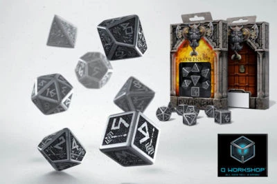 Dadi Q-Workshop Dwarven Metal Dice Set - Set di dadi Nanici di metallo RPG