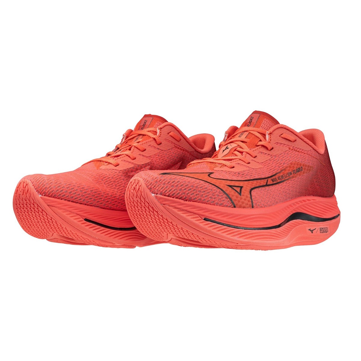 ミズノ リベリオンフラッシュ ワイド 27.5cm Mizuno Running Shoes WAVE REBELLION FLUSH 2 Red/Black J1GC2436 01