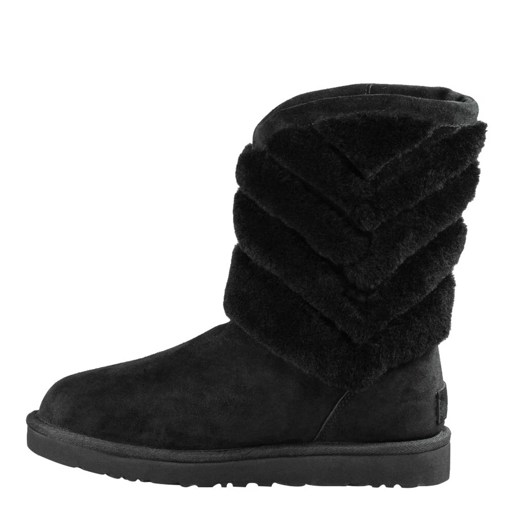 UGG Tania Black Suede Sheepskin Cuff Short Winter Boots 1012391
