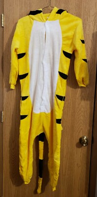 New YELLOW TIGER Adult Pajama Jumpsuit Sleepwear Anime Cosplay Costume ~Sz Small