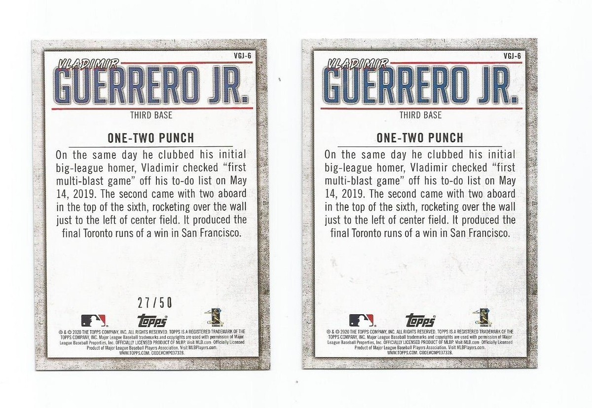 topps Vladimir Guerrero jr. 直筆サインカード/50 2025 Topps Series 1 Vladimir Guerrero Jr Player Number