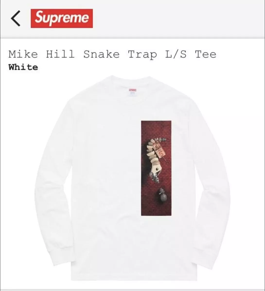 Supreme Mike Hill Snake Trap L/S Tee in White Size M SS17 100