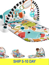 Fisher-Price Baby Playmat Glow and Grow Kick  Play Piano Gym, Blue Musical Lear