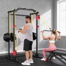 Multi-Function Power Rack Squat Cage 1500LBS Adjustable for Home Commercial Gym