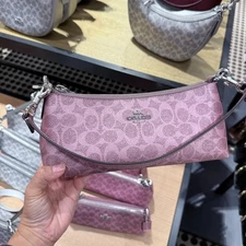 Coach Charlotte Shoulder Bag In Signature Canvas CCL40 Pink/Rose NWT