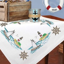 Stickpackung Segelboot Tischdecke 80x80 cm Kr...