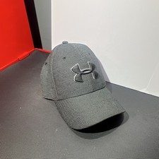 Under Armour Gray Stretch Fit Baseball Cap Hat M/L Solid UA Logo Sports