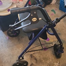 Drive Rollator Walker 4-Wheel Blue Foldable With Seat Handbrakes Storage
