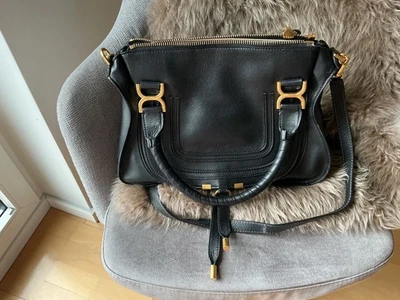 Chloé Marcie Schultertasche Schwarz Leder mit Stoff-Innenfutter - Bild 1 von 4