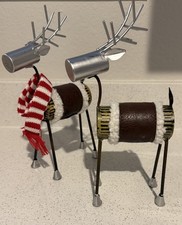 Modern Reindeer Set Brown Silver Red White Seasonal Holiday Christmas Figurines