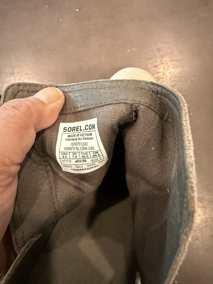 Sorel Women’s Suede Booties Size 9.5 Beige Ankle Boots Chunky Heel Slip On - Image 4 of 4