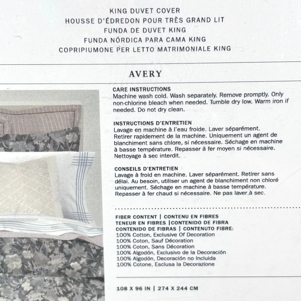 Ralph Lauren Avery King Duvet Cover Gray Chrysanthemum Floral Cottagecore NEW - Image 3 of 4