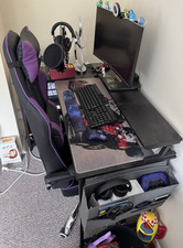 Coleshome L-Shaped Computer Desk Black w/ Drawer 120x80cm Wood Metallic