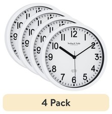 4 pack Mainstays Basic Indoor 8.78" White Analog Round Modern Wall Clock