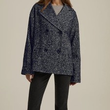 Favorite Daughter Peacoat Oversized Herringbone Navy XL