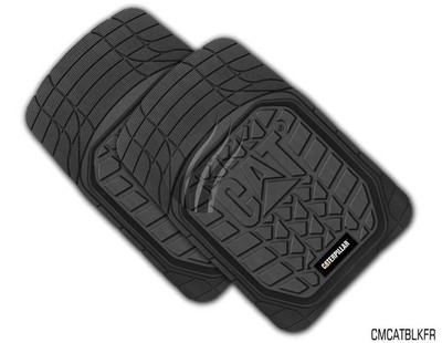 Caterpillar Deep Dish Floor Mats Black Rubber With Tread Pattern - Front Pair