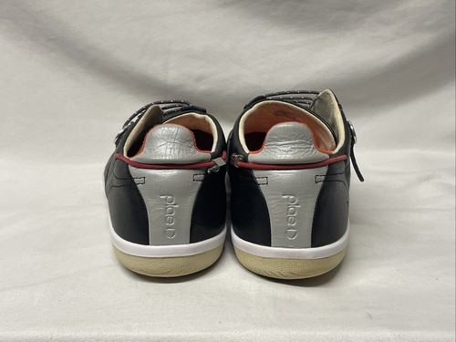 Plae MULBERRY Shoes Black Leather Gray Suede Low Top Sneakers Mens 9.5 - Picture 5 of 7