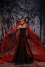 Trumpet Mermaid Chapel Train Gothic Wedding Dress with Sequined Lace and Tulle