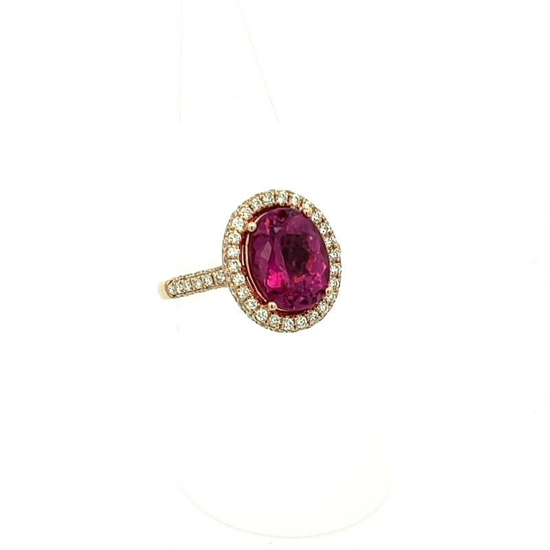Over 3 Carats Pink Tourmaline Diamond Rose Gold Ring
