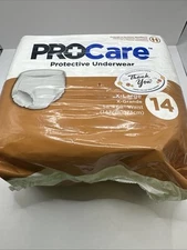New  PROCare Protective Underwear/Adult Diaper X-Large 14 Count. Sealed Pack
