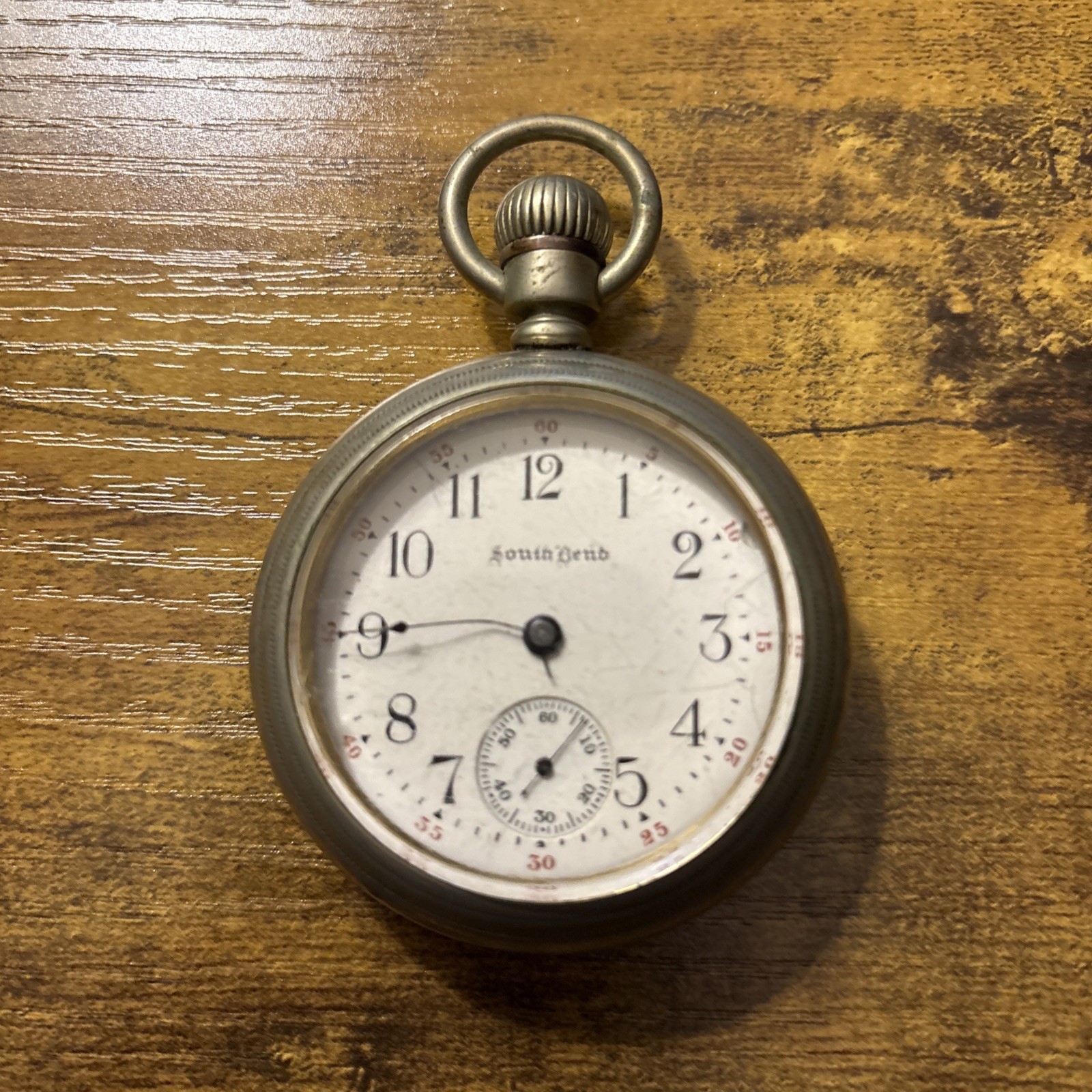 Antique South Bend Railroad Pocket Watch 17 Jewels Open-Face Design