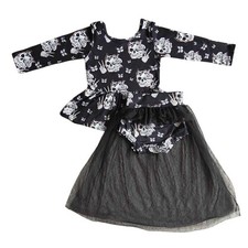 Toddler Boutique Halloween Skull Set Shirt and Tutu Size 3T