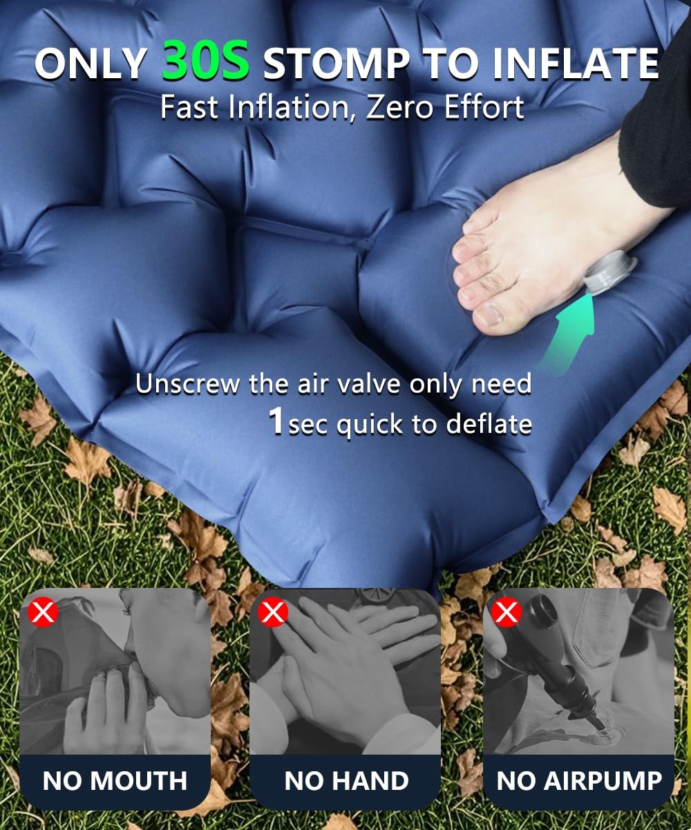 Camping Sleeping Pad Extra Thickness 3 Inch Ultralight Inflatable Sleeping Ma...