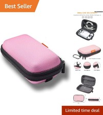 Stylish Pink Hard Shell Earbud Case Lightweight Storage for Earphones More