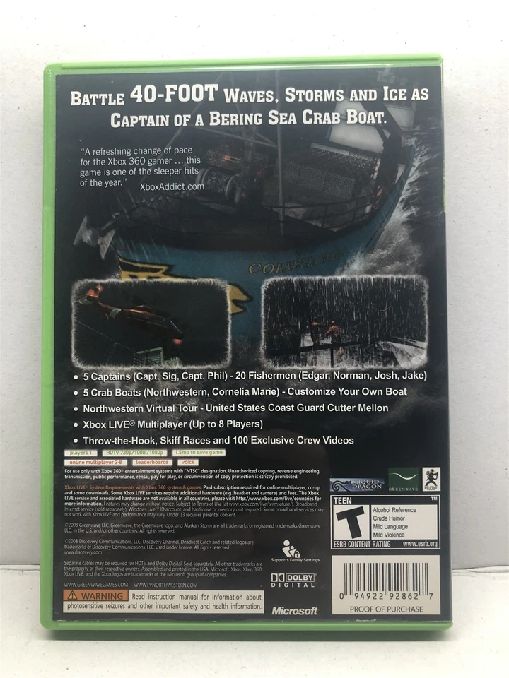 Deadliest Catch: Alaskan Storm (Xbox 360, 2008) Complete Tested Working  - Image 3 of 4