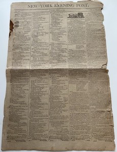 antique newspaper 1808 New-York Evening Post  With Slave Adds