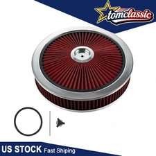 Sbc Bbc New 14x3 Black Round Thru Washable Air Cleaner With Chrome Lid