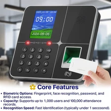 Biometric Time Clock System Office USB Fingerprint 1000 Users Touchless RFID 4GB
