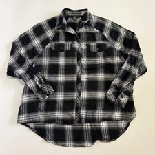 Wild Fable Sz XS Black White Plaid Button Down Shirt High Low Flannel Soft