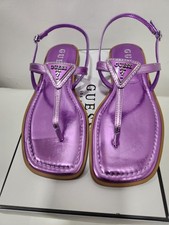 Guess Los Angeles Women s Thong T-Strap Sandals Rainey Logo Dark Pink Size 8