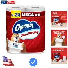 Charmin Ultra Strong Toilet Paper, 6 Mega Rolls = 24 Regular Rolls. FREE SHIP