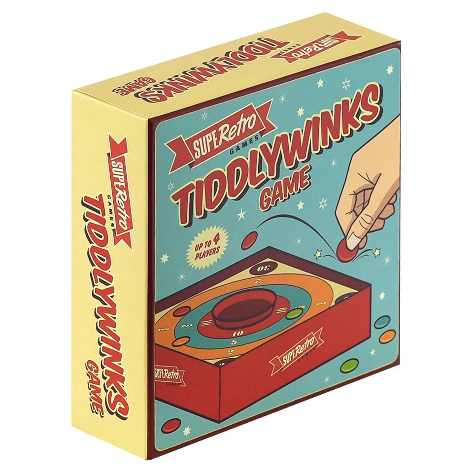 4 Players Traditional Tiddlywinks Game Classic Family Skill Tiddly Retro Game