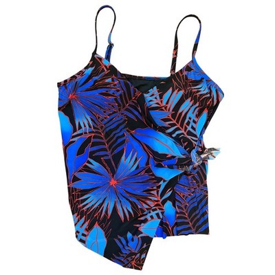 Magicsuit By Miraclesuit 16 Tankini Top Tropical Palm Leaf Wrap Front Side Tie